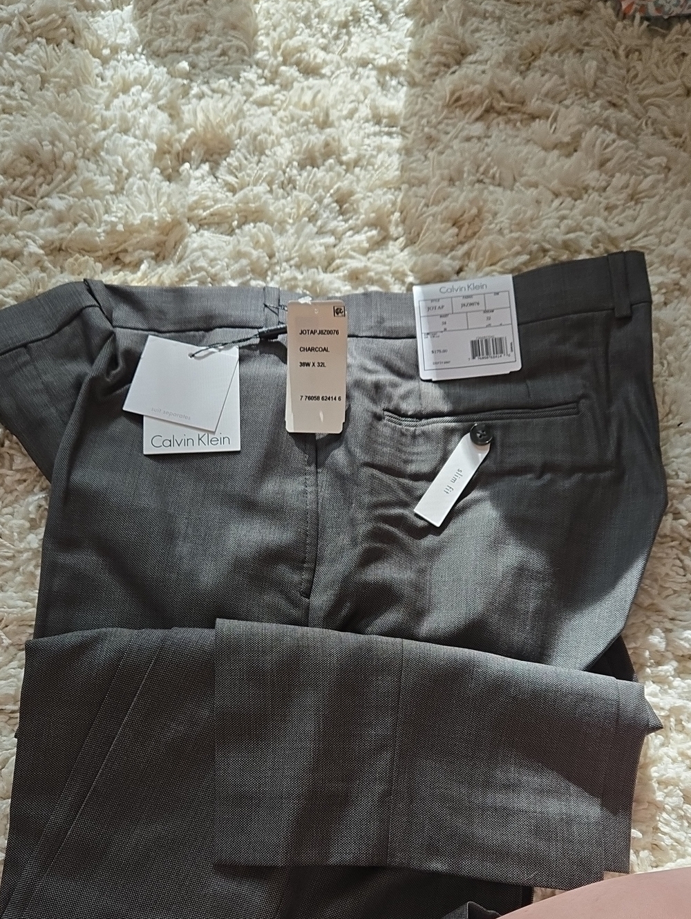 Calvin Klein Charcoal Gray Men's Dress Pants